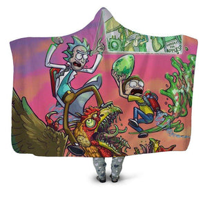 Rick and Morty Hooded Blanket |  Rick&morty Fleece Cartoon Hooded Blanket  for Adults Kids