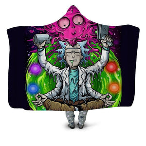 Anime Rick Hooded Blanket |  Rick Fleece Cartoon Hooded Blanket  for Adults Kids