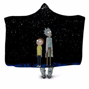 Rick And Morty Hooded Blanket |  Rick & Morty Fleece Cartoon Hooded Blanket  for Adults Kids