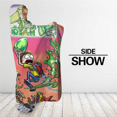 Rick and Morty Hooded Blanket |  Rick&morty Fleece Cartoon Hooded Blanket  for Adults Kids