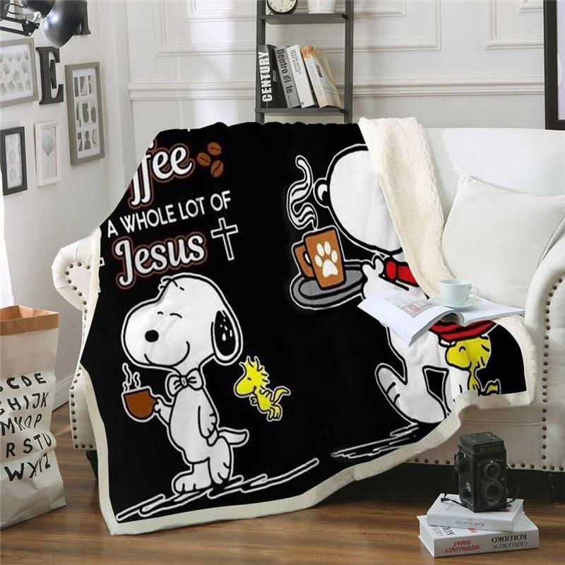 Snoopy Fleece Throw Blanket Anime Plush Blanket for Adult Kids