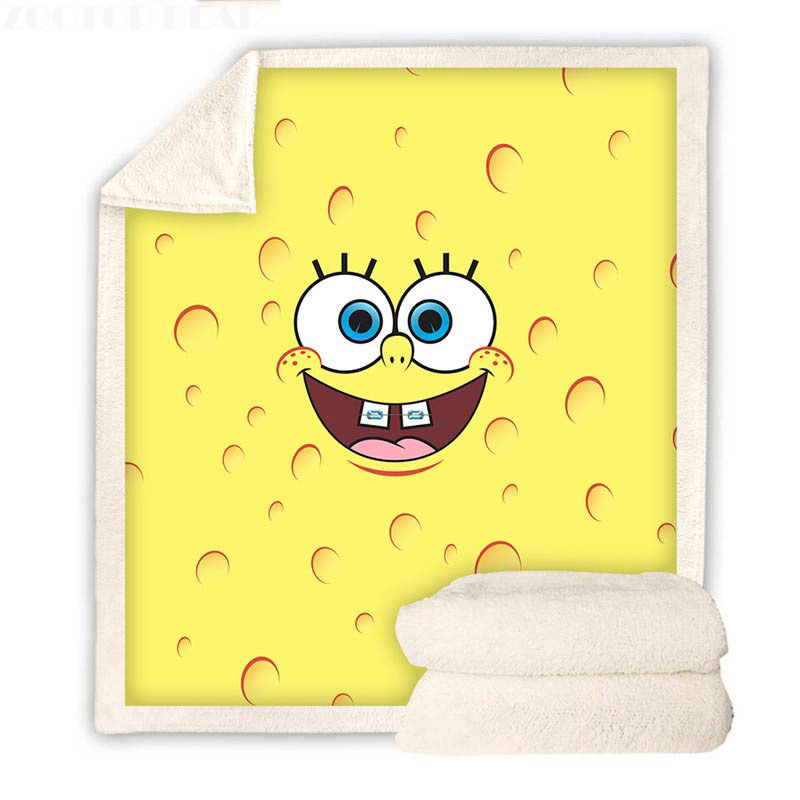 SpongeBob Throw Blanket Cartoon SpongeBob Fleece Blanket for Adults & Kids