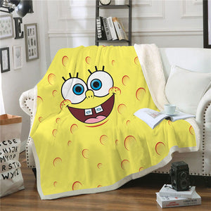 SpongeBob Throw Blanket Cartoon SpongeBob Fleece Blanket for Adults & Kids