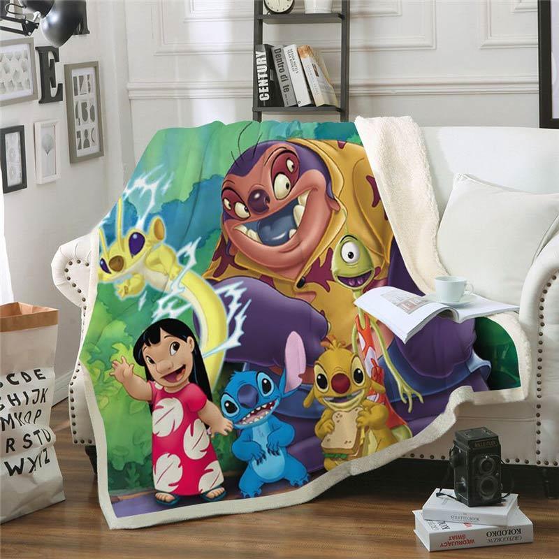 Disney Stitch Soft Blanket Kids and Adult Bedroom Decor Christmas Gifts