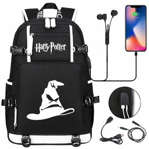 Harry Potter Backpack Travel Backpack School Bag with USB Charging Port