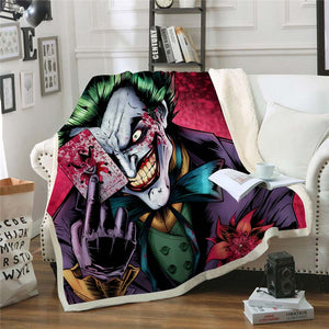 New Skull Throw Blanket for Adult Kids Joker Poker Fleece Blanket